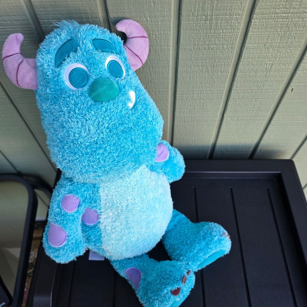 Disney Monsters Inc Sulley Plush Toy Kids 15in Blue Purple Spotted Monster